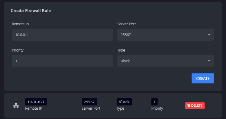 This image shows the interface for the firewall.